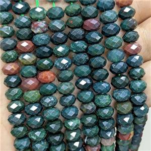 Natural Chook Bloodstone Beads Green Faceted Rondelle, approx 5x8mm