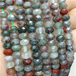 Natural African Bloodstone Rondelle Beads Faceted, approx 5x8mm