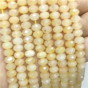 Natural Honey Jade Rondelle Beads Lt.Yellow Faceted, approx 5x8mm