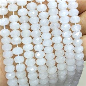 Natural White Jade Rondelle Beads Faceted, approx 5x8mm