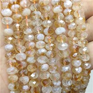 Natural Citrine Beads Faceted Rondelle, approx 5x8mm