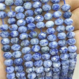 Natural Blue Dalmatian Jasper Beads Faceted Rondelle, approx 5x8mm
