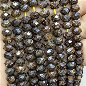 Natural Bronzite Rondelle Beads Faceted, approx 5x8mm