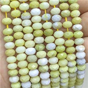 Natural Lemon Jasper Rondelle Beads Faceted, approx 5x8mm