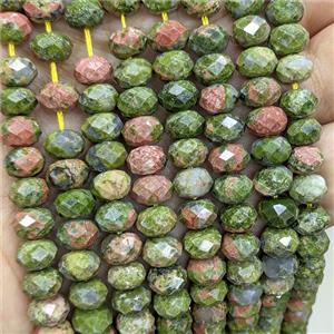 Natural Unakite Rondelle Beads Faceted, approx 5x8mm