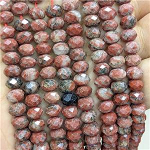 Natural Sesame Jasper Beads Red Faceted Rondelle, approx 5x8mm