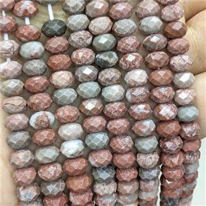 Natural Red Jasper Rondelle Beads C-Grade Faceted, approx 5x8mm