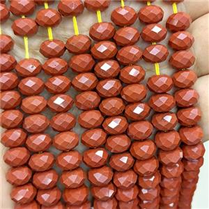 Natural Red Jasper Rondelle Beads Faceted, approx 5x8mm