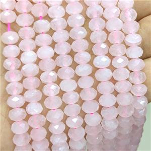 Natural Pink Rose Quartz Beads Faceted Rondelle, approx 5x8mm