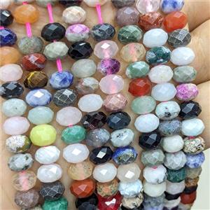 Natural Gemstone Rondelle Beads Faceted Mixed, approx 5x8mm