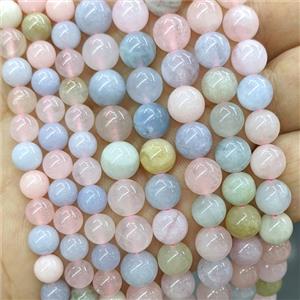 Natural Morganite Beads Multicolor Smooth Round, approx 10mm