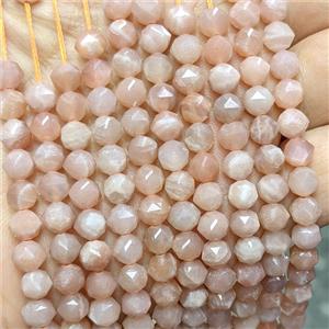 Natural Peach Sunstone Beads Cutted Round, approx 6mm