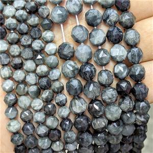Natural Hawkeye Stone Beads Eagle Cutted Round, approx 8mm