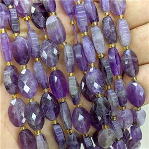 Natural Purple Amethyst Beads Faceted Horse-Eye, approx 9-14mm
