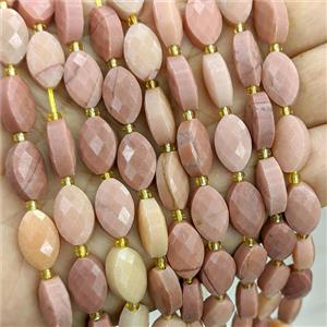 Peach Jade Beads Faceted Horse-Eye Dye, approx 9-14mm