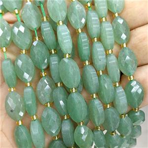 Natural Green Aventurine Beads Faceted Horse-Eye, approx 9-14mm