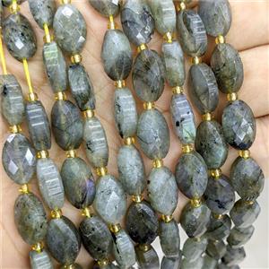 Natural Labradorite Beads Faceted Horse-Eye, approx 9-14mm