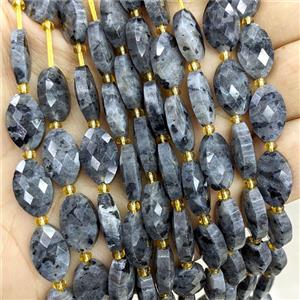 Natural Black Labradorite Beads Larvikite Faceted Horse-Eye, approx 9-14mm