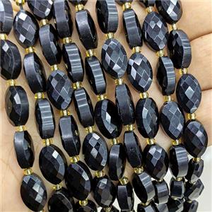 Natural Black Obsidian Beads Faceted Horse-Eye, approx 9-14mm