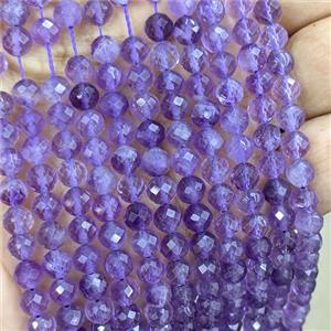 Natural Amethyst Beads Faceted Round Lt.purple, approx 6mm