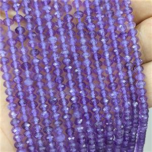 Natural Amethyst Beads Faceted Rondelle Lt.purple, approx 3-4mm