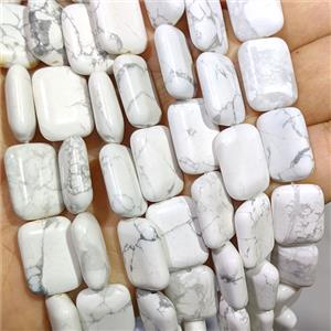 White Howlite Turquoise Rectangle Beads, approx 13-18mm