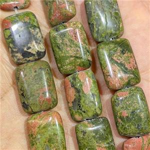 Natural Unakite Rectangle Beads, approx 13-18mm