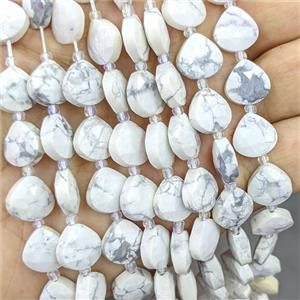 White Howlite Turquoise Triangle Beads Faceted, approx 12mm