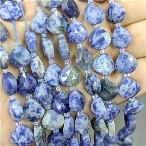 Blue Dalmatian Jasper Triangle Beads Faceted, approx 12mm