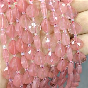 Synthetic Pink Quartz Triangle Beads Faceted, approx 12mm
