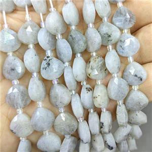 Gray Labradorite Triangle Beads Faceted, approx 12mm