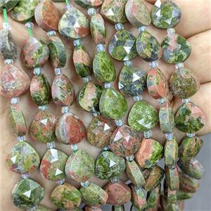 Unakite Triangle Beads Faceted, approx 12mm