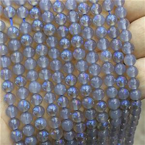 Gray Agate Beads Smooth Round Blue Electroplated, approx 10mm