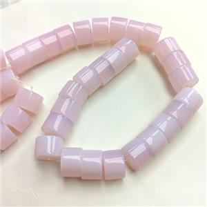 Pink Opalite Column Beads Tube, approx 14-20mm