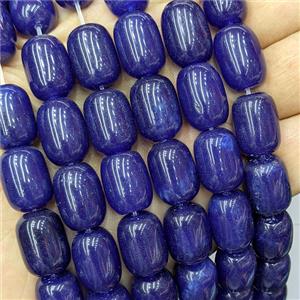 Blue Dye Jade Barrel Beads, approx 12-16mm, 24pcs per st