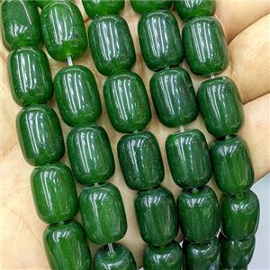 Green Dye Jade Barrel Beads, approx 12-16mm, 24pcs per st