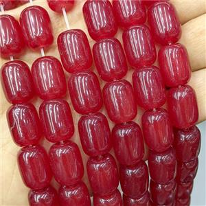 Red Dye Jade Barrel Beads, approx 12-16mm, 24pcs per st