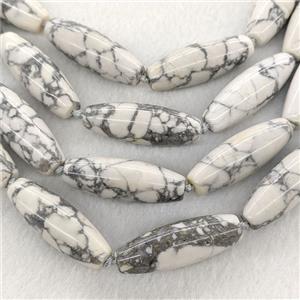 White Howlite Turquoise Rice Beads, approx 14-40mm