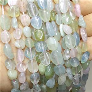 Natural Morganite Chip Beads Freeform Multicolor, approx 8-10mm