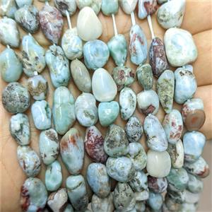 Natural Blue Larimar Chip Beads Freeform, approx 10-12mm