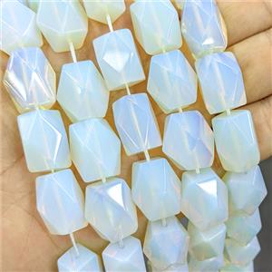 White Opalite Cuboid Beads Faceted, approx 13-18mm