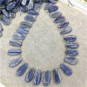 Natural Kyanite Beads Flat Teardrop, approx 15-30mm