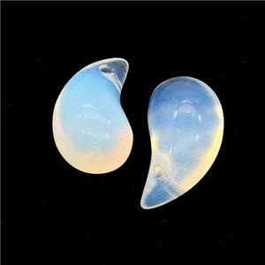 White Opalite Comma Pendant, approx 10-20mm