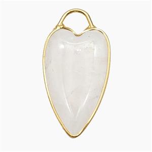 Natural Clear Crystal Quartz Heart Pendant Gold Plated, approx 17-28mm