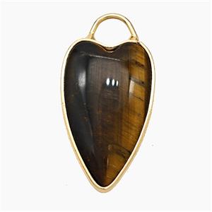 Natural Tiger Eye Stone Heart Pendant Gold Plated, approx 17-28mm