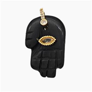 Natural Black Obsidian Buddha-Hand Pendant, approx 17-27mm