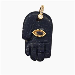 Blue Sandstone Buddha-Hand Pendant, approx 17-27mm