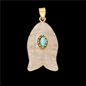 Natural Pink Rose Quartz Fish Pendant, approx 18-30mm