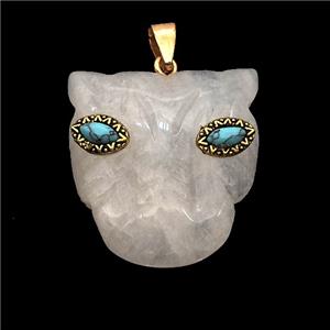 Natural Clear Quartz Leopard-header Pendant, approx 30mm