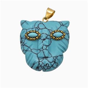 Blue Dye Howlite Turquoise Leopard-header Pendant, approx 30mm